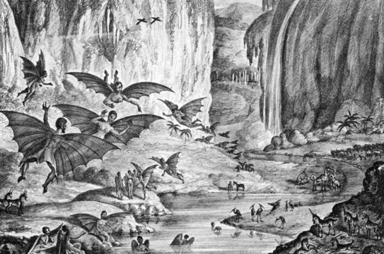 Great-Moon-Hoax-1835-New-York-Sun-lithograph-298px